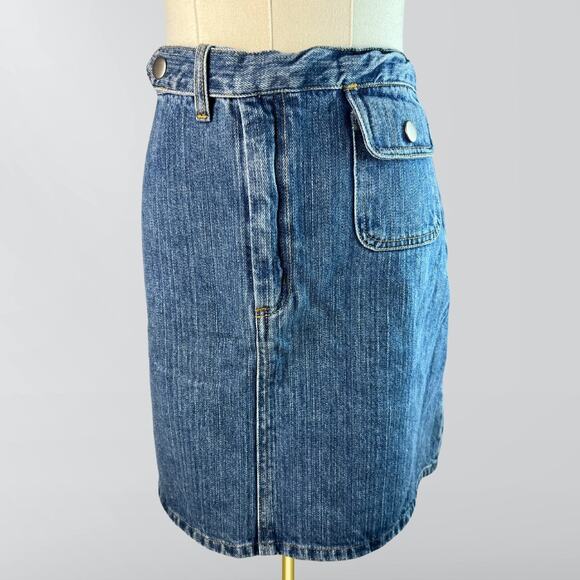 Vintage Y2K Fossil Blue Denim Multi Pocket Jean Skirt - Picture 1 of 5